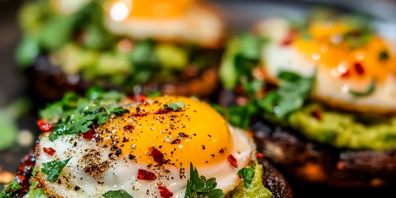 Avocado Egg Stuffed Mushrooms