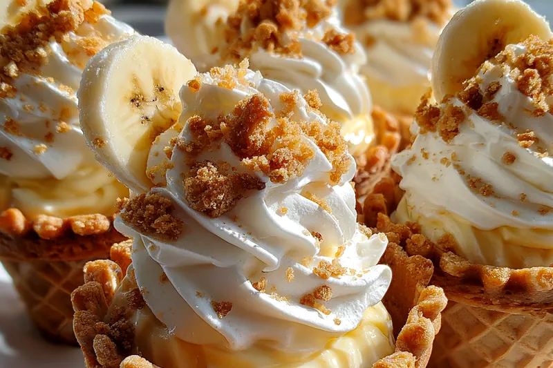 Cooking process for Banana Pudding Cheesecake Cones