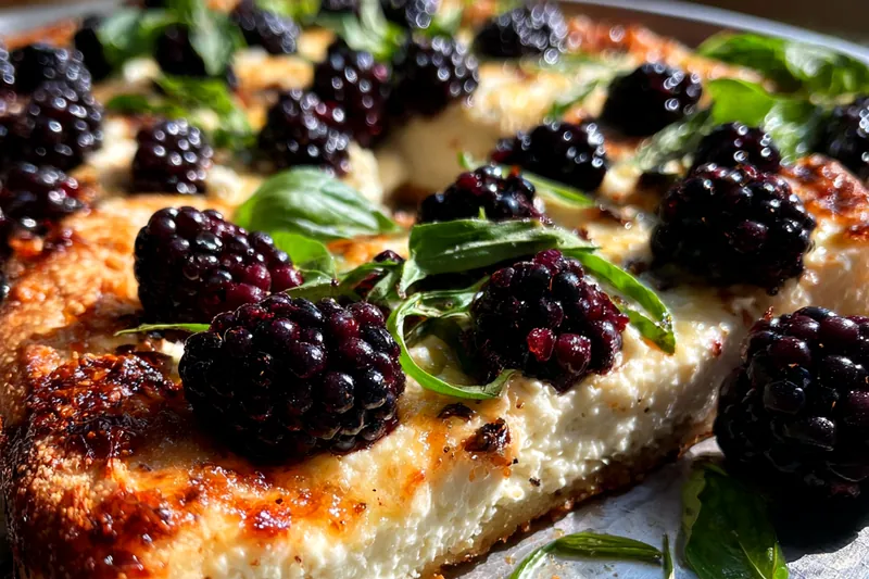 Cooking process for Blackberry Basil Pizza Delight