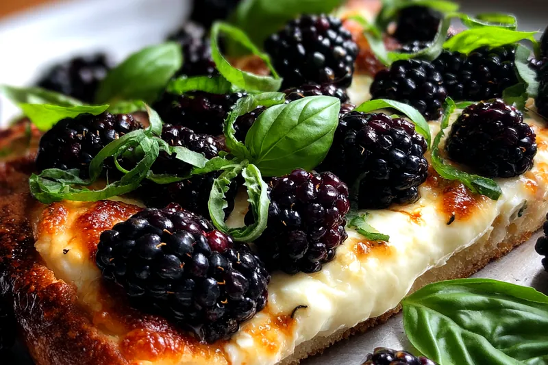 Fresh ingredients for Blackberry Basil Pizza Delight