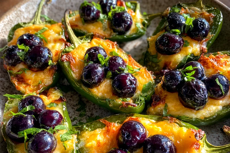 Cooking process for Blueberry Brie Stuffed Peppers