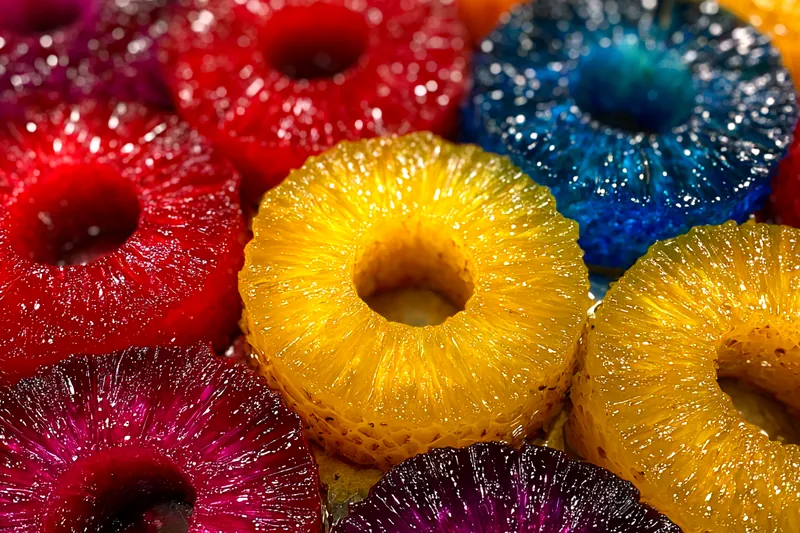 Cooking process for Candied Rainbow Pineapple Rings