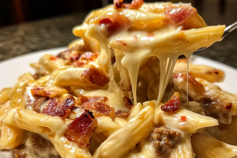 Fresh ingredients for Cheesy Bacon Pasta Delight