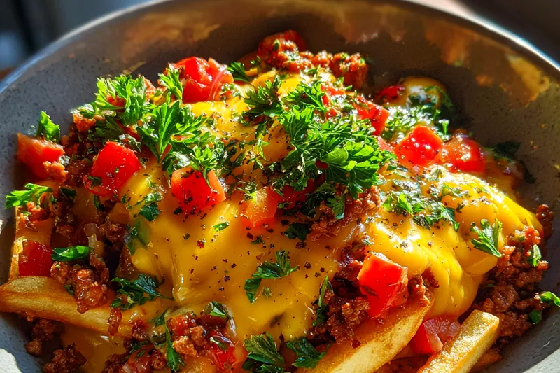 Cooking process for Cheesy Beef Fry Bake