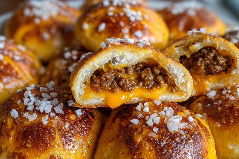 Fresh ingredients for Cheesy Beef Pretzels