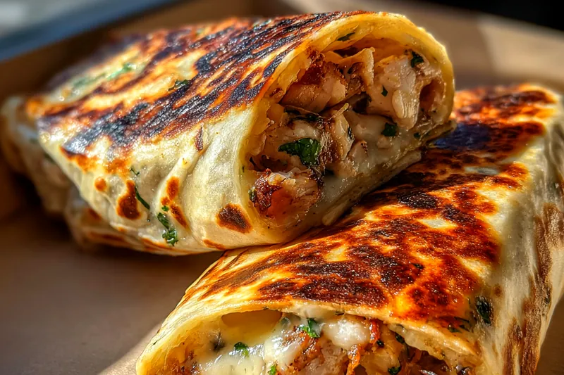 Cooking process for Cheesy Garlic Chicken Wraps