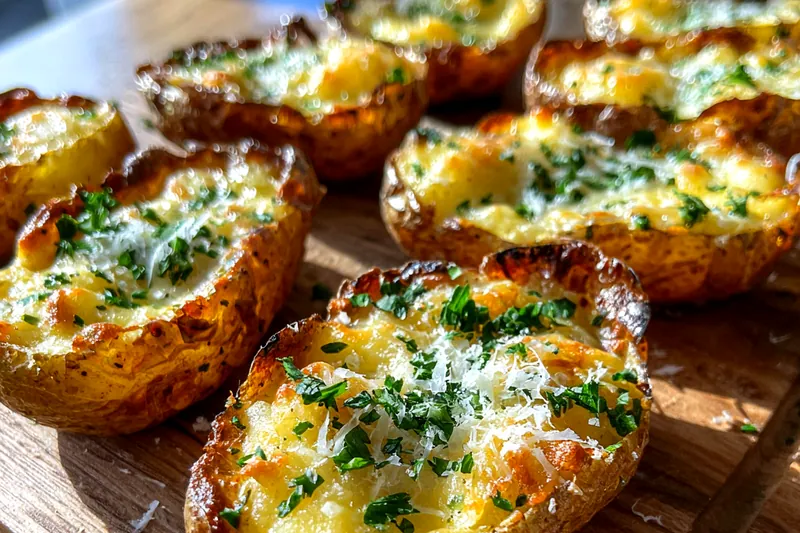 Cooking process for Cheesy Herb Potato Skins