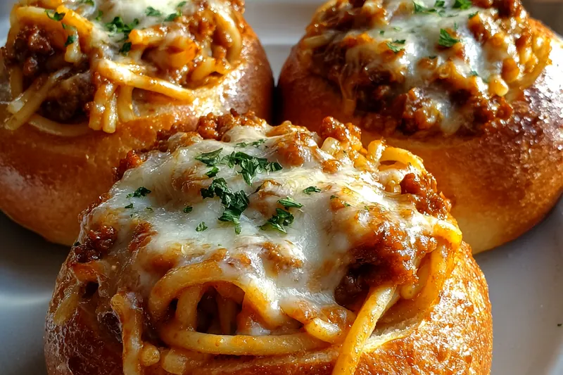 Fresh ingredients for Cheesy Spaghetti Bread Bowls