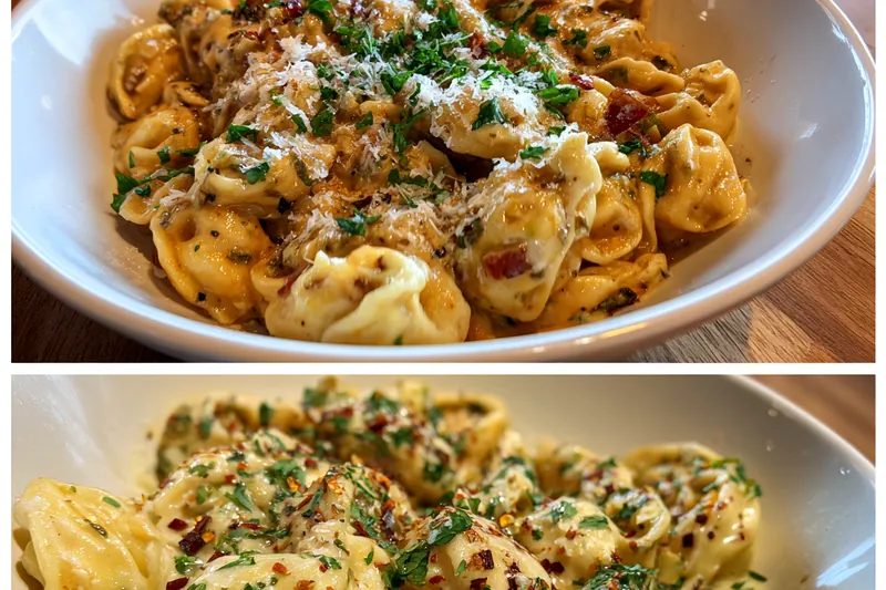 Fresh ingredients for Cheesy Tortellini Pasta Delight