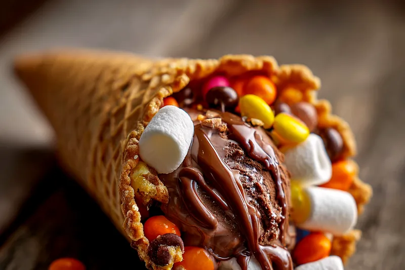 Cooking process for Chocolate Candy Waffle Cones