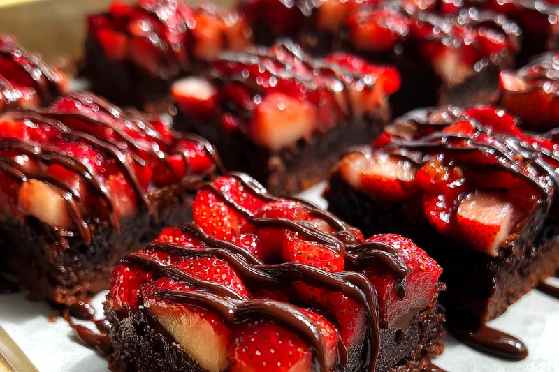 Cooking process for Chocolate Strawberry Brownie Squares