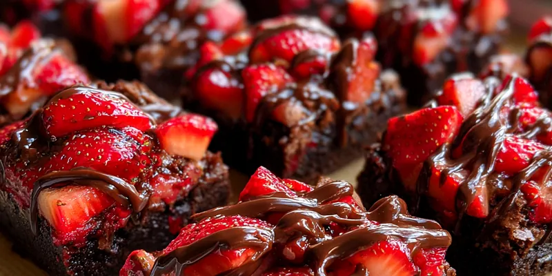 Chocolate Strawberry Brownie Squares