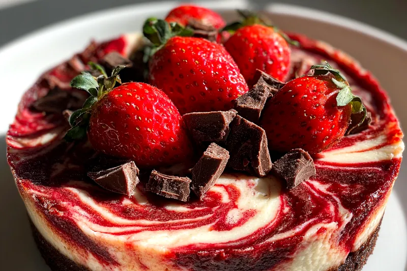 Cooking process for Chocolate Strawberry Swirl Cheesecake