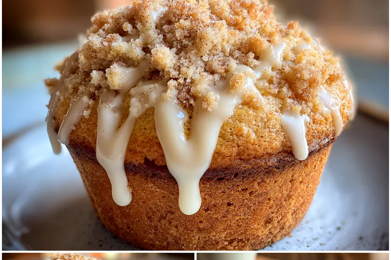 Baking Delicious Coffee Cake Muffins in the oven, showcasing their golden tops.