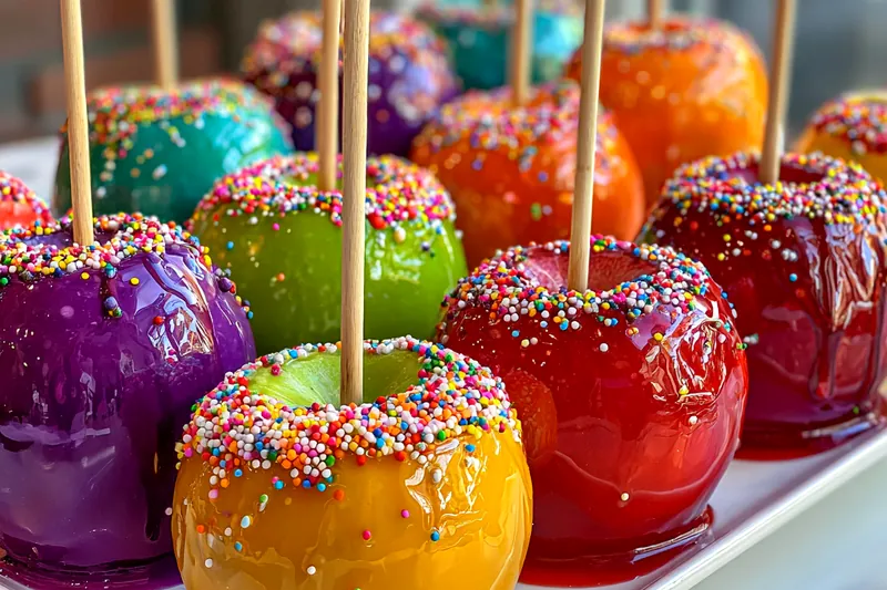 Fresh ingredients for Colorful Candy Coated Apples