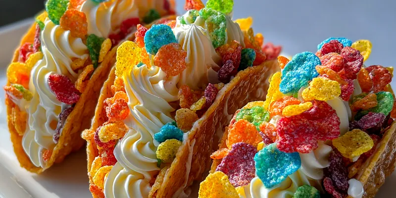 Colorful Cereal Cheesecake Tacos