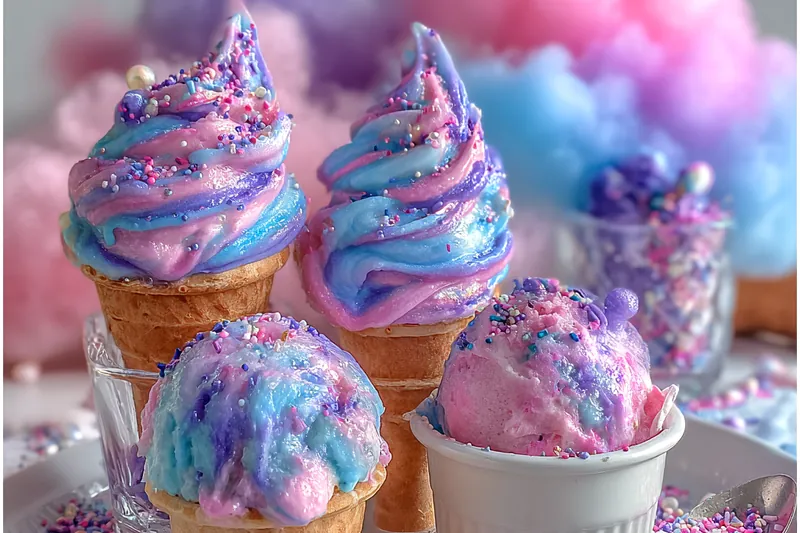 Fresh ingredients for Colorful Cotton Candy Ice Cream