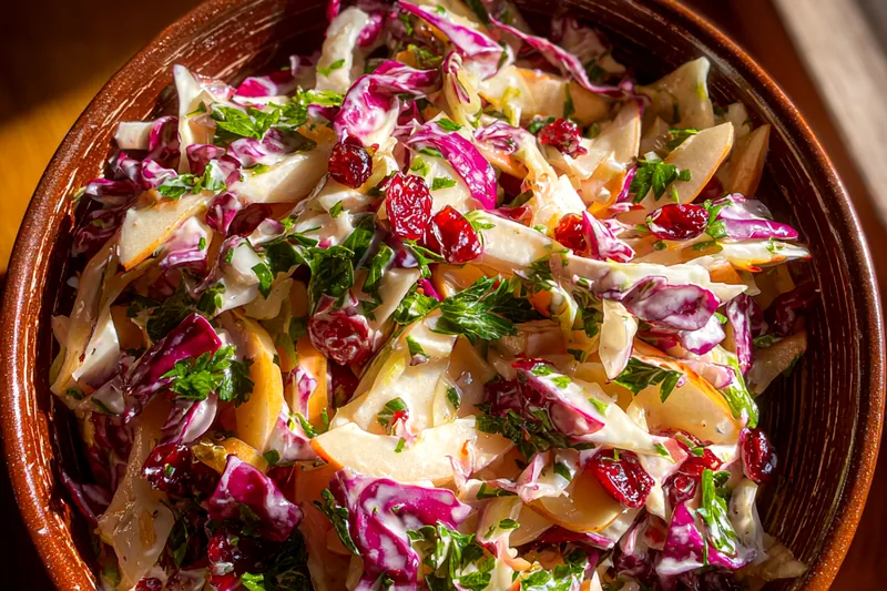 Fresh ingredients for Cranberry Apple Slaw