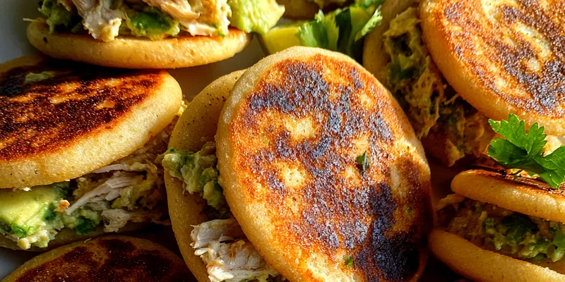 Creamy Avocado Chicken Arepas