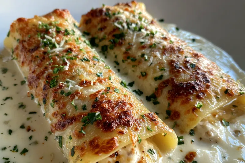 Fresh ingredients for Creamy Baked Pasta Rolls