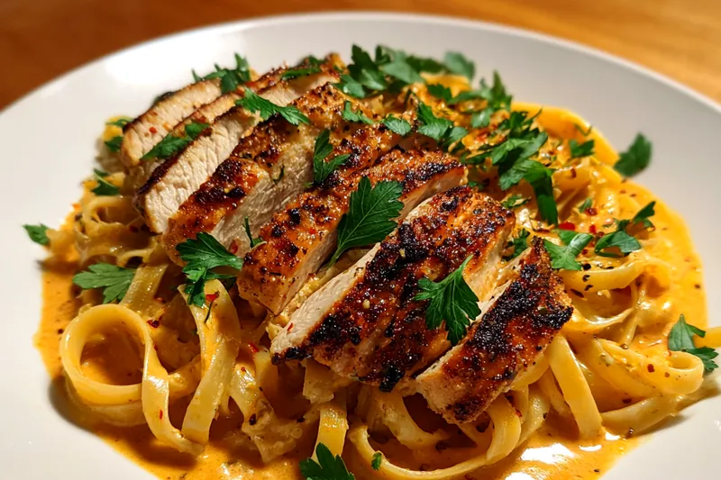 Cooking process for Creamy Cajun Chicken Pasta