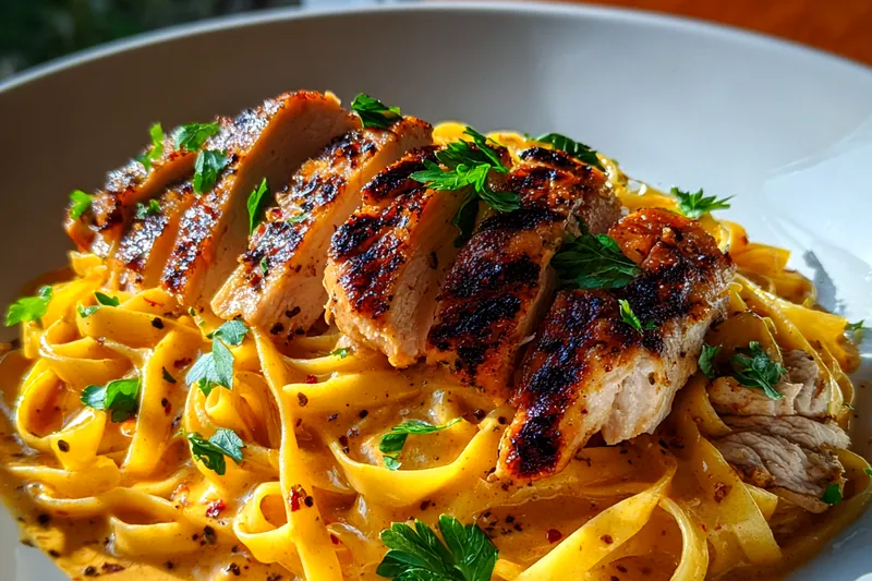 Fresh ingredients for Creamy Cajun Chicken Pasta
