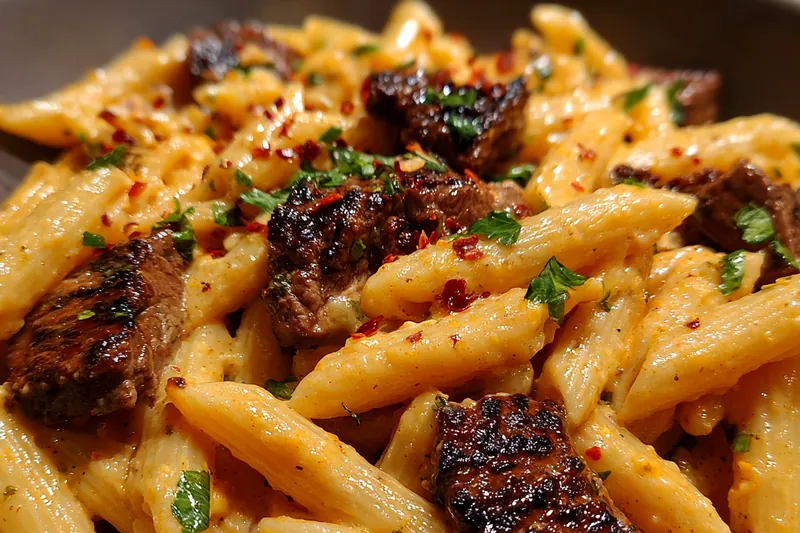 Cooking process for Creamy Cajun Steak Pasta
