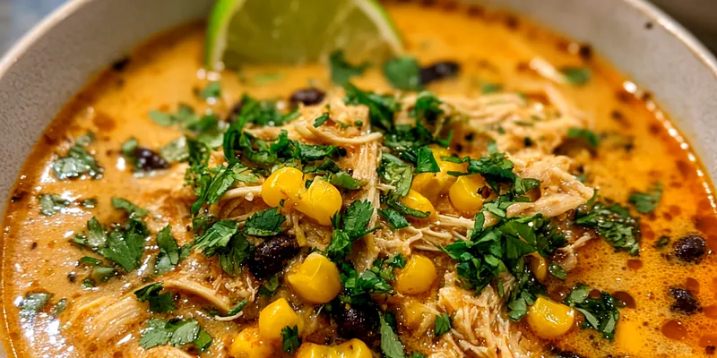 Creamy Chicken Poblano Black Bean Soup