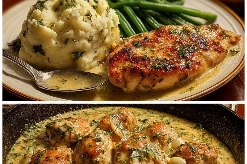 Cooking process for Creamy Garlic Chicken Delight