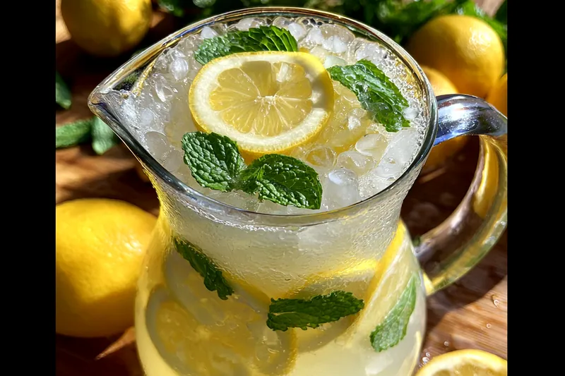Fresh ingredients for Creamy Mint Lemon Beverage