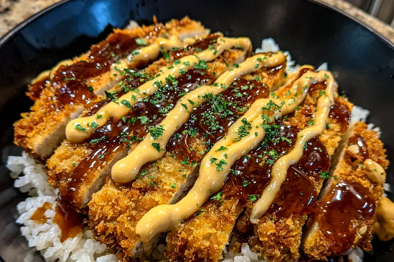 Fresh ingredients for Crispy Fried Cutlet Bowl