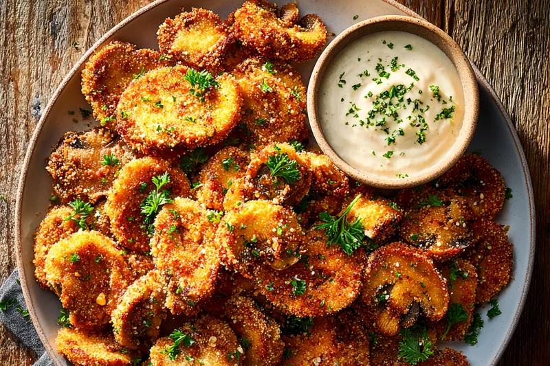Fresh ingredients for Crispy Fried Mushrooms