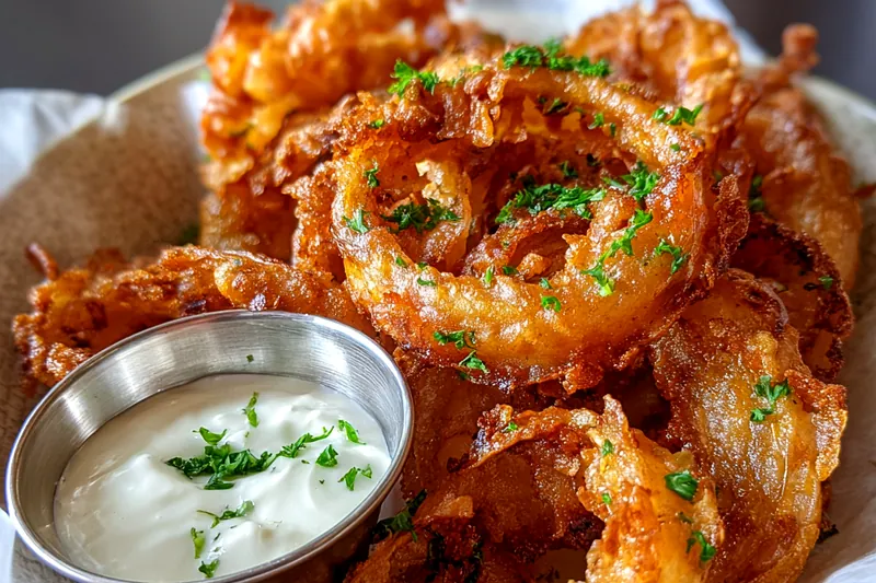 Fresh ingredients for Crispy Onion Ring Chips