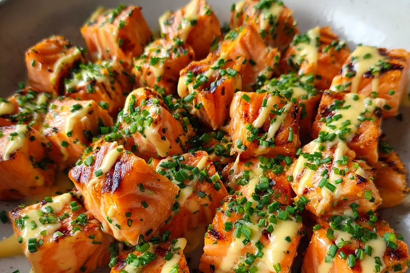 Fresh ingredients for Crispy Salmon Bites with Herb Drizzle