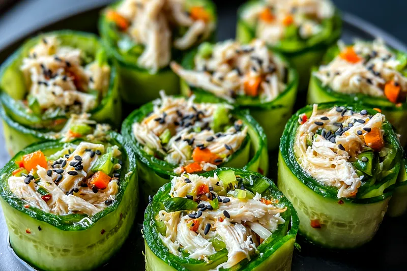 Cooking process for Cucumber Chicken Roll Ups