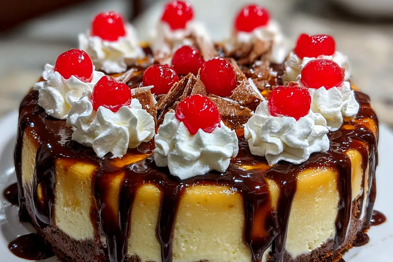 Cooking process for Decadent Chocolate Cherry Cheesecake