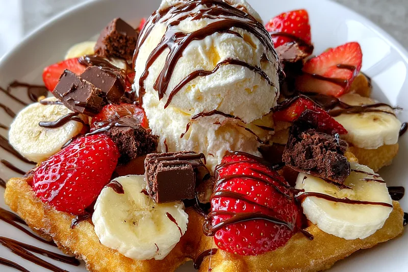 Fresh ingredients for Decadent Chocolate Fruit Waffle