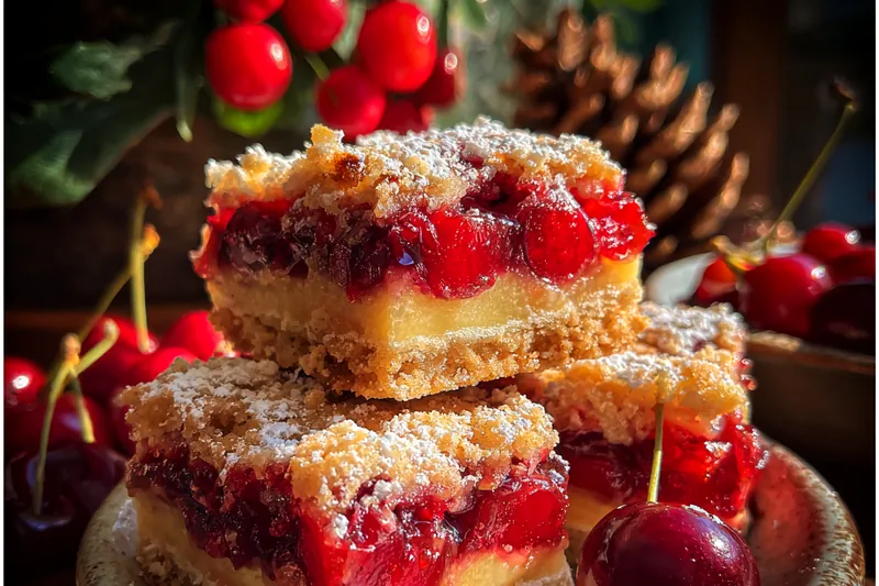 Fresh ingredients for Festive Cherry Dessert Bars