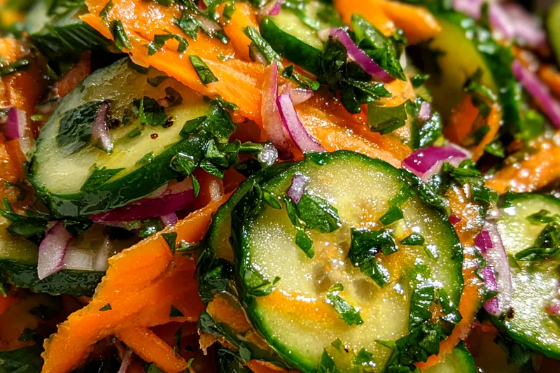 Fresh ingredients for Fresh Cucumber Carrot Salad