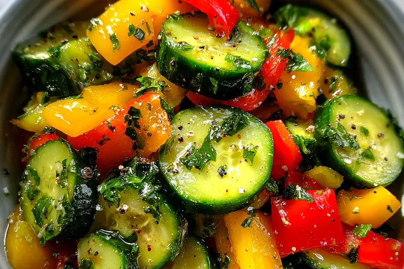 Cooking process for Fresh Cucumber Pepper Medley
