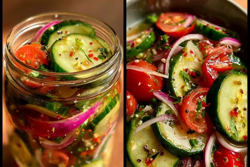 Fresh ingredients for Fresh Cucumber Tomato Salad