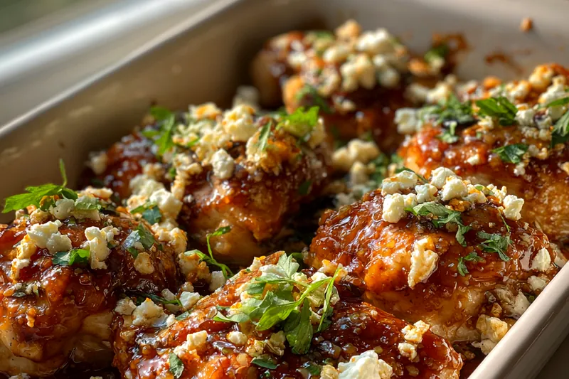 Fresh ingredients for Glazed Chicken with Feta