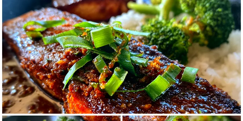 Glazed Salmon with Rice