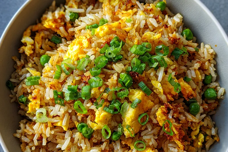 Fresh ingredients for Garlic Egg Fried Rice