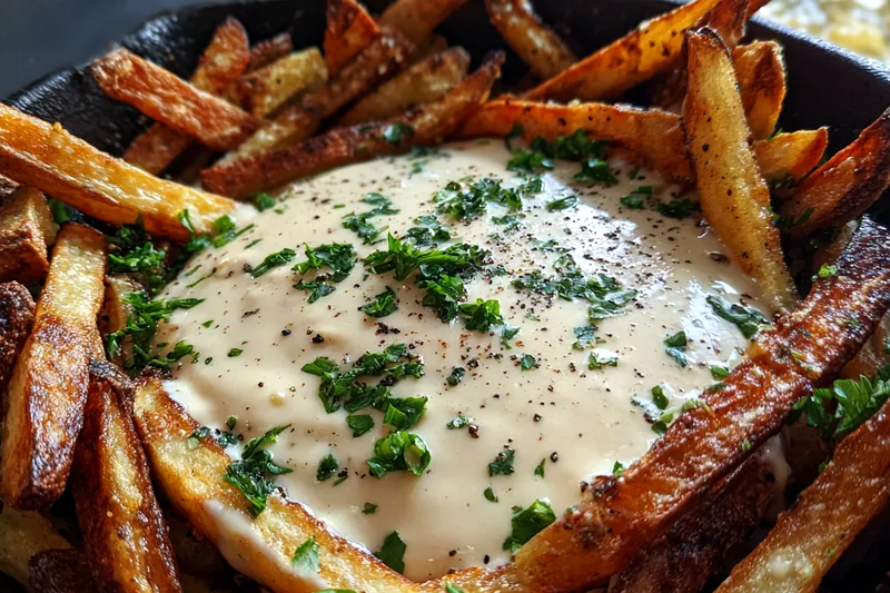 Fresh ingredients for Golden Fries with Herb Aioli