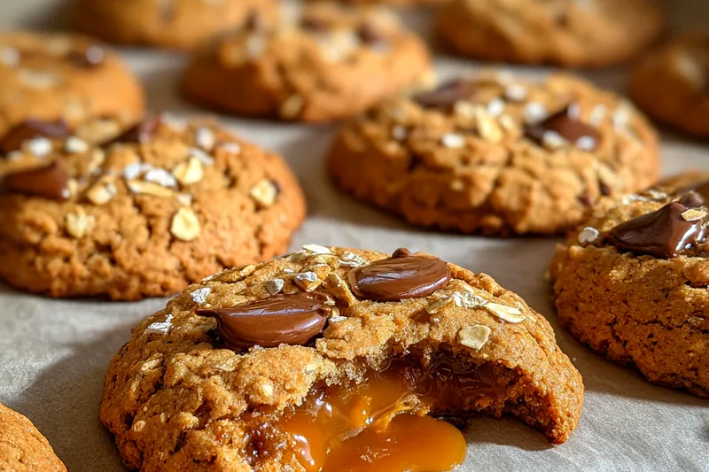 Fresh ingredients for Gooey Chocolate Oatmeal Cookies