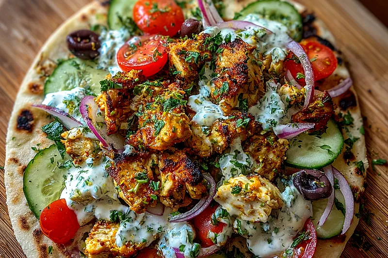 Cooking process for Grilled Chicken Flatbread Delight