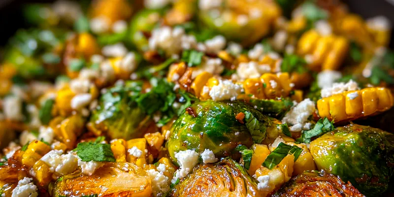 Grilled Corn Brussels Medley