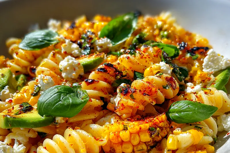 Fresh ingredients for Grilled Corn Pasta Salad