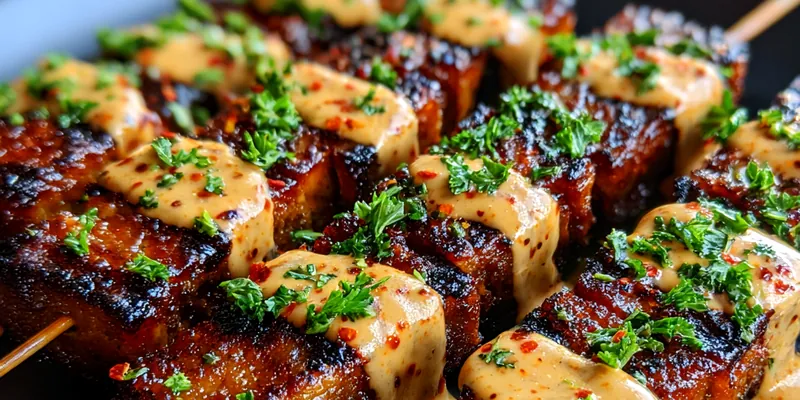 Grilled Skewers with Spiced Sauce